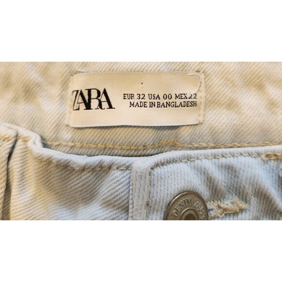 Zara Jeans Join Life Mom Jeans High Waist Tapered Leg Denim Light Blue Sz‎ 00 - Picture 9 of 13